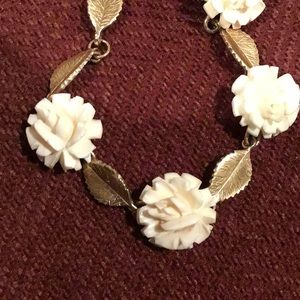 Krementz Rose carved bone bracelet